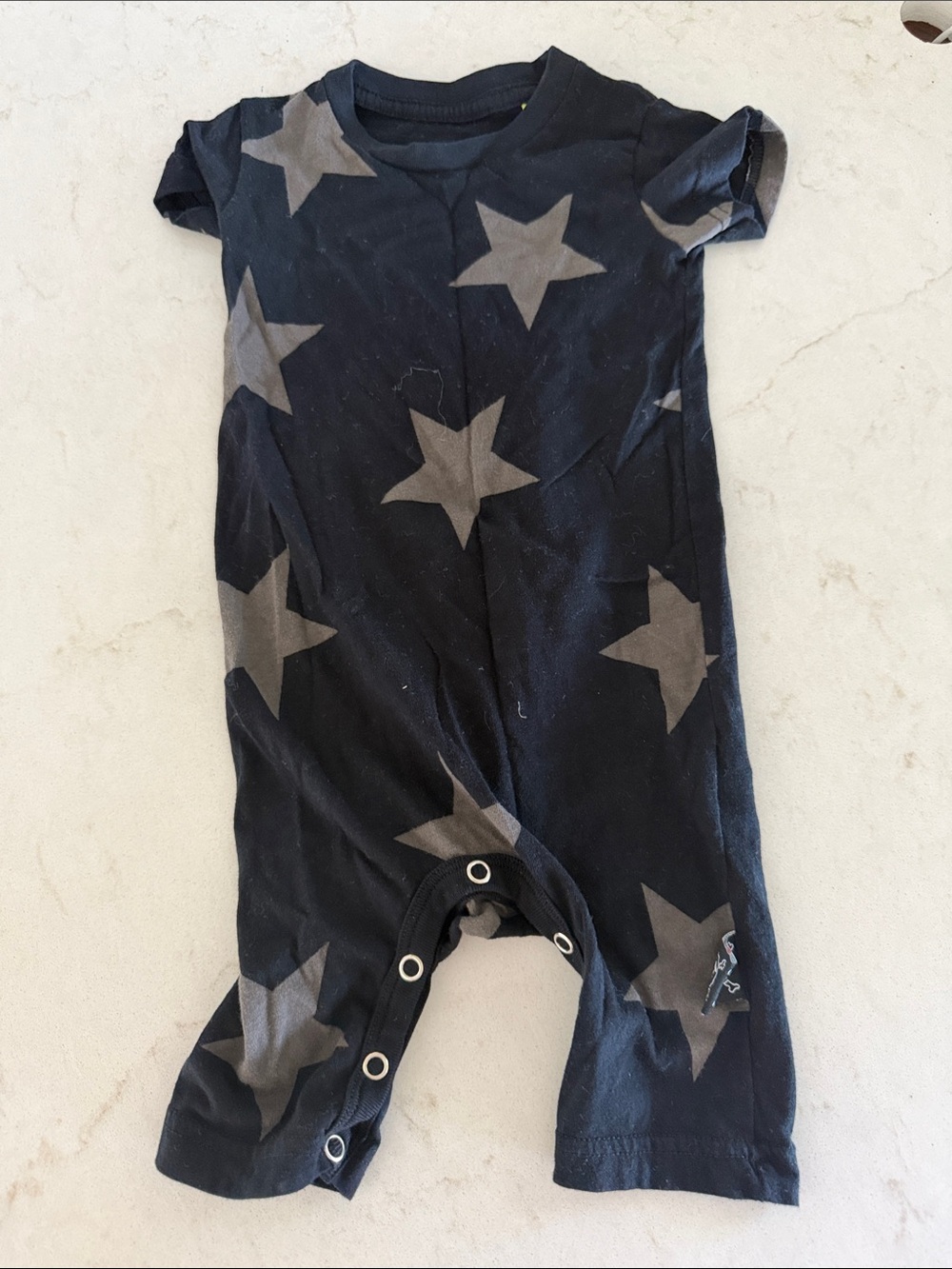 Kids Black Star Print One-Piece Romper
